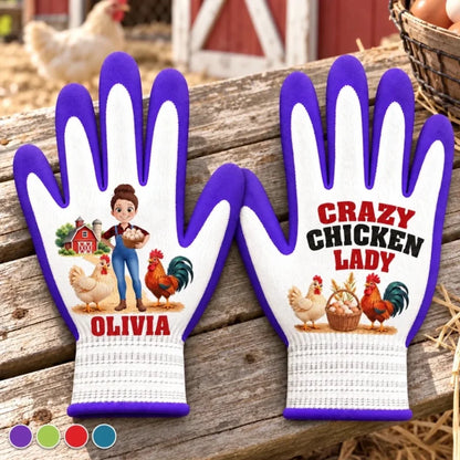 Personalized Name Backyard Chicken Gifts for Women Gloves