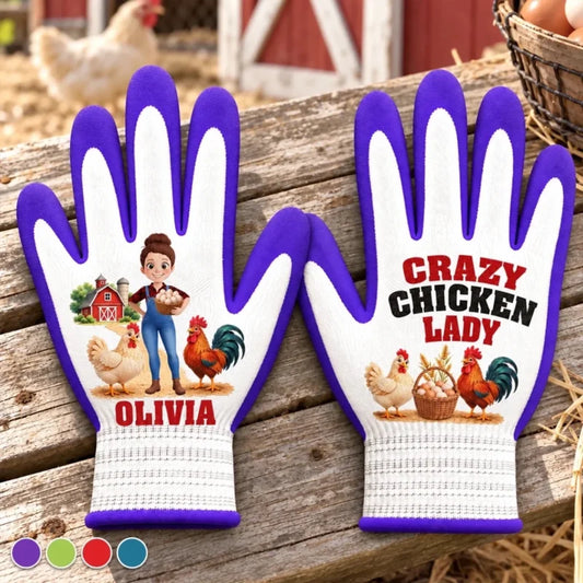 Personalized Name Backyard Chicken Gifts for Women Gloves