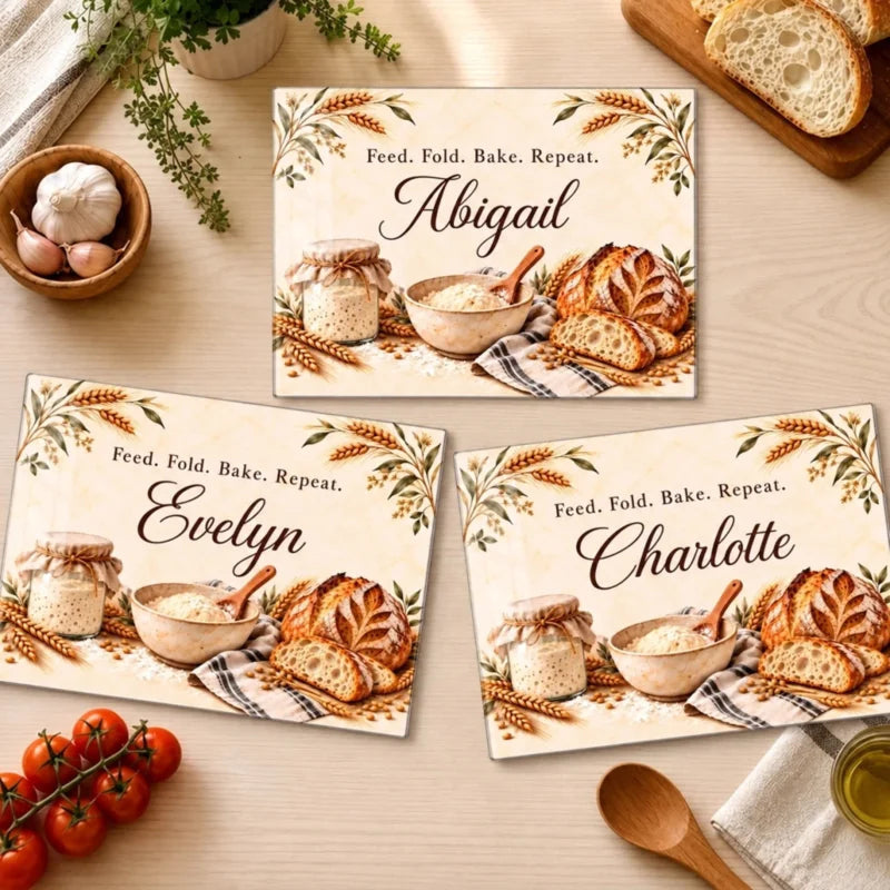 Personalized Name Sourdough Baking Gifts Glass Cutting Board