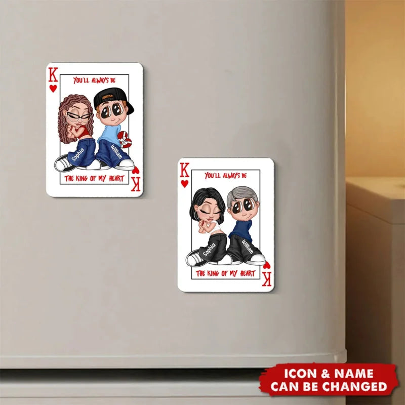 Personalized King of My Heart Y2K Playing Card Couple Fridge Magnet