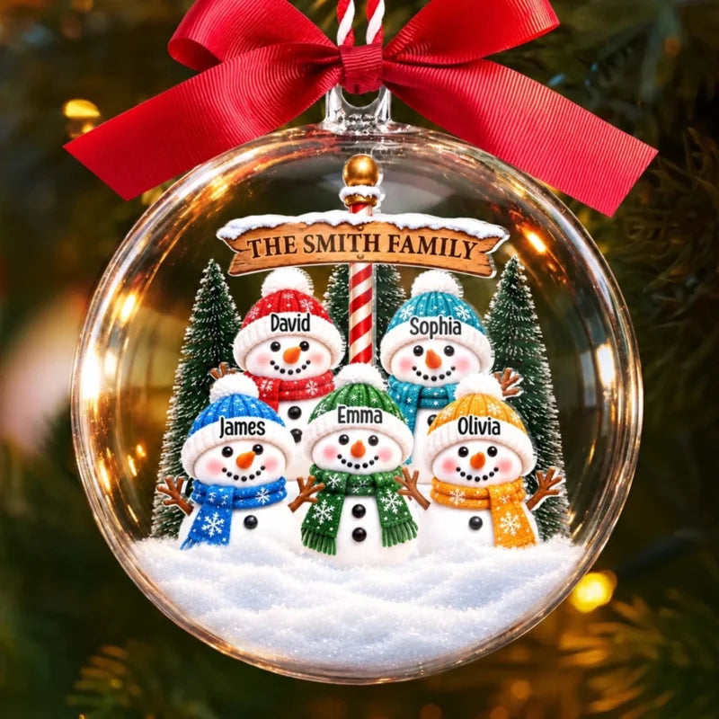 Personalized Name Christmas Snowman Family Gifts Ball Ornament