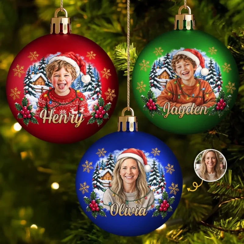 Personalized Photo Christmas Family Gifts Ball Ornament