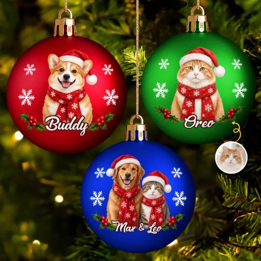 Personalized Pet Photo Christmas Gifts for Dog and Cat Ball Ornament