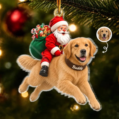 Personalized Pet Photo Santa Christmas Keepsake Gifts Acrylic Ornament