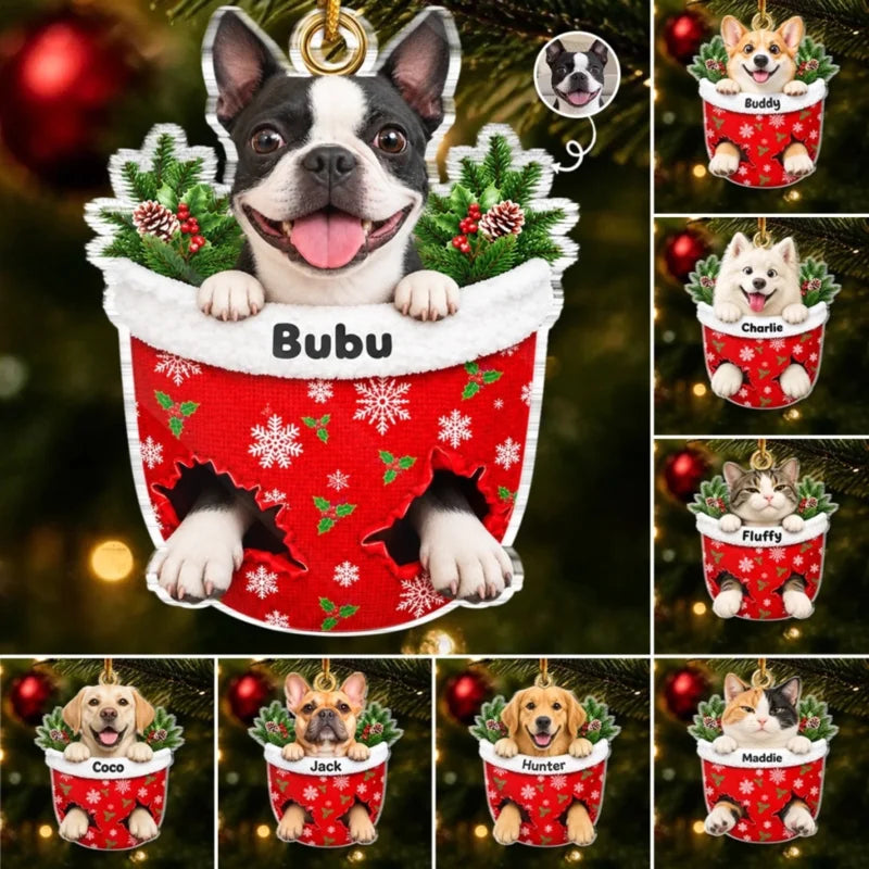 Personalized Pet Photo Christmas Keepsake Gifts for Pet Acrylic Ornament