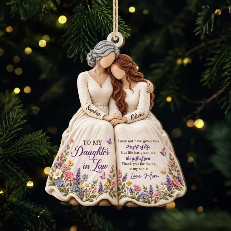 "Thank You For Loving My Son" Personalized Wooden Ornament - Custom Christmas Keepsake Gift for Daug