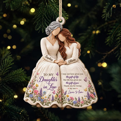 "Thank You For Loving My Son" Personalized Wooden Ornament - Custom Christmas Keepsake Gift for Daug