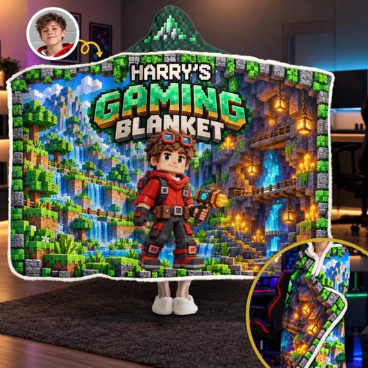 Personalized Photo Pixel Adventure Gifts for Gamers Blanket