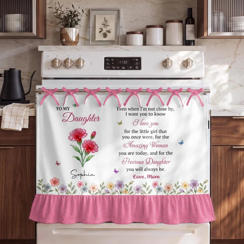 To My Daughter Amazing Woman Precious Daughter Pink Birth Month Flower - Personalized Oven Skirt Cur