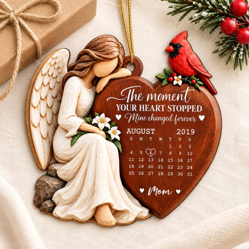 Custom Mom Dad Memorial - Personalized Wood Ornament - Heartfelt Cardinal Remembrance Keepsake, Chri