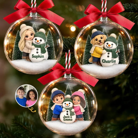 Custom Kids Photo 3D Acrylic Ball Christmas Ornament