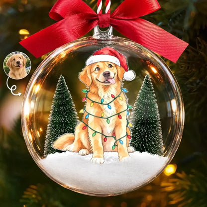 Personalized Pet Photo Santa Hat 3D Acrylic Ball Ornament