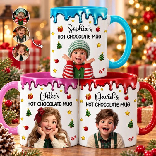 Custom Christmas Hot Chocolate Kid Cartoon Accent Mug