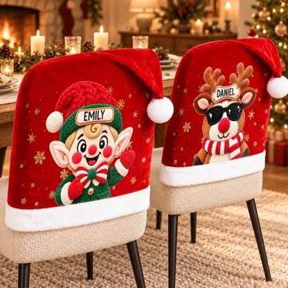 Custom Name Christmas Character Chair Decor - Personalized Chair Cover