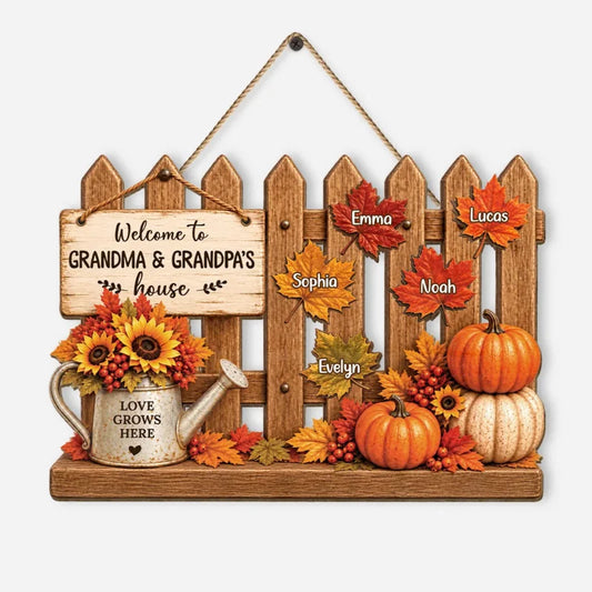 Personalized Grandma And Grandpa Pumpkin Wood Sign