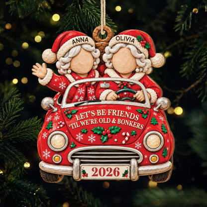 Personalized Let's Be Friends Til We're Old Wooden Ornament