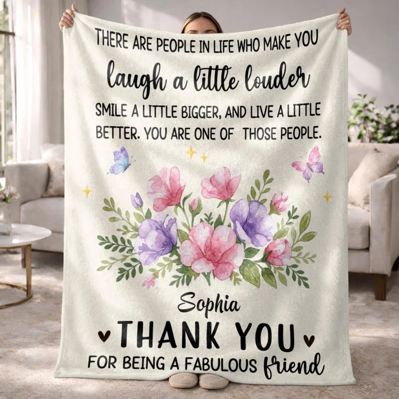 Laugh A Little Louder Smile A Little Bigger Floral Butterfly Thank You Friend - Personalized Custom 