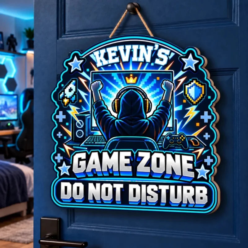 Custom Game Zone Do Not Disturb Gamer Decor - Personalized Wood Sign