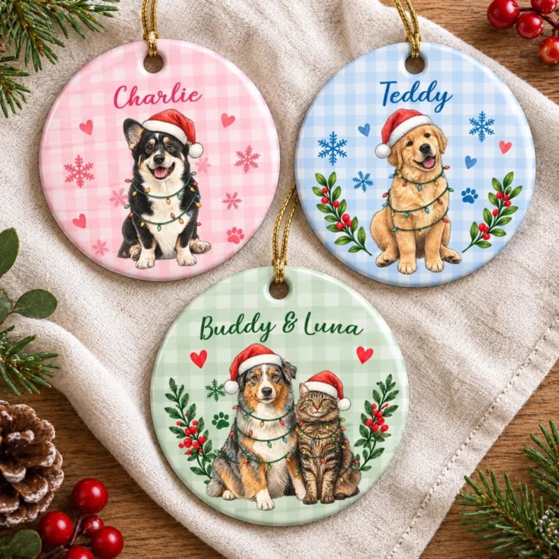 Custom Name Christmas Keepsakes for Pet Lovers - Personalized Ceramic Ornament