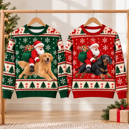 Personalized Santa Riding Dog Christmas Sweatshirt