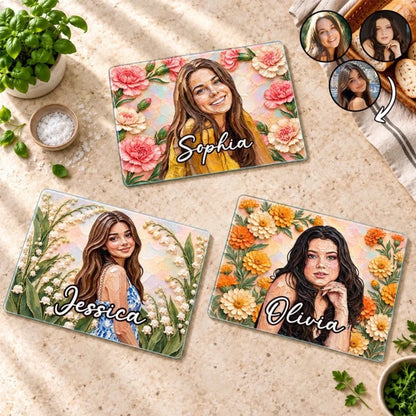 A Bouquet Of Love - Personalized Glass Cutting Board