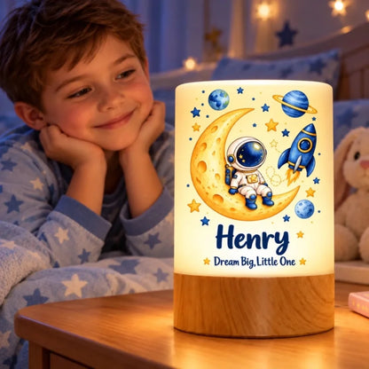Custom Name Little Astronaut Birthday Gifts For Kids - Personalized Dimmable Touch Night Light