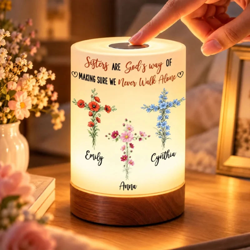Custom Friendship Night Light Christmas Birthday Gift For Sister Siblings Bestie • Never Walk Alone 