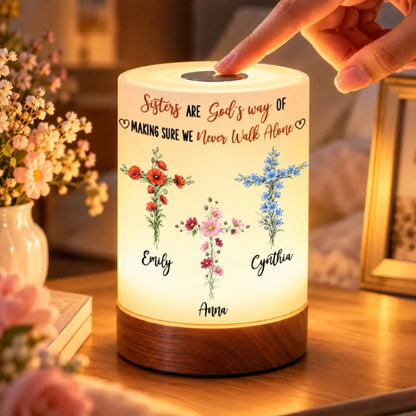 Custom Friendship Night Light Christmas Birthday Gift For Sister Siblings Bestie • Never Walk Alone 