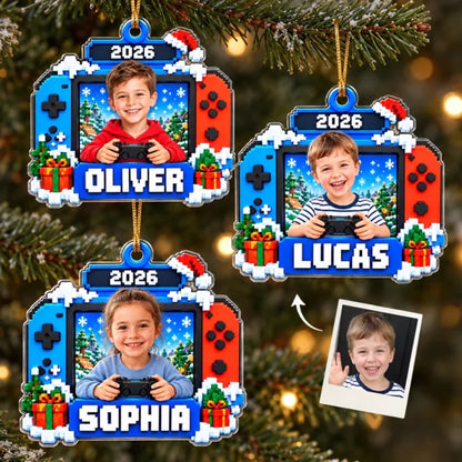 Custom Photo Gamer Kids Christmas Gifts - Personalized Acrylic Ornament