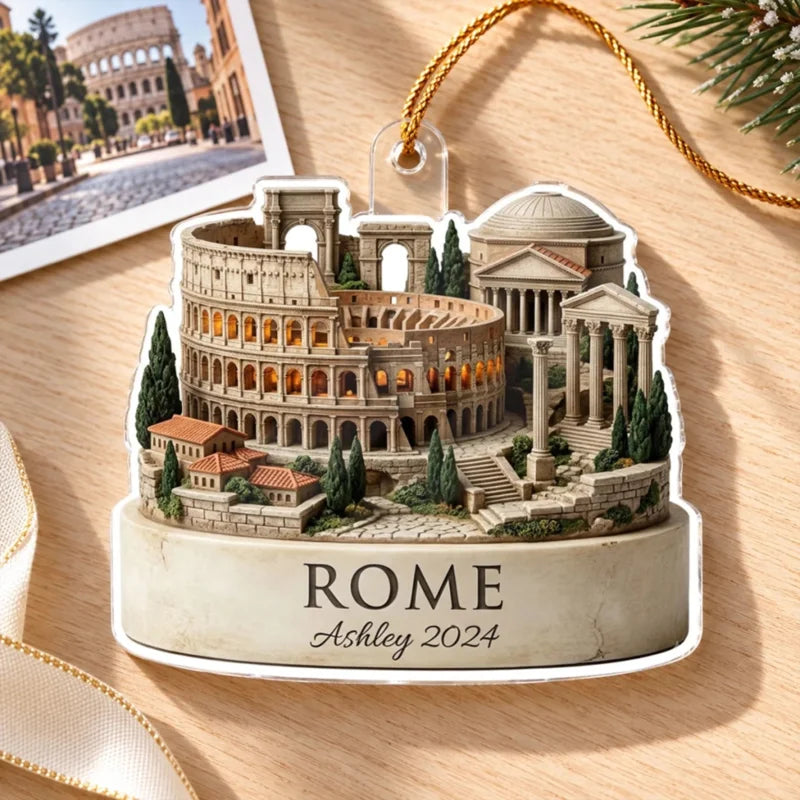 Personalized City Travel Vacation Ornament