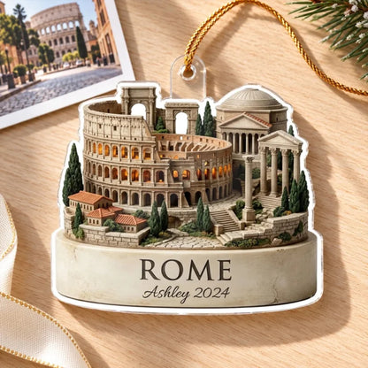 Personalized City Travel Vacation Ornament