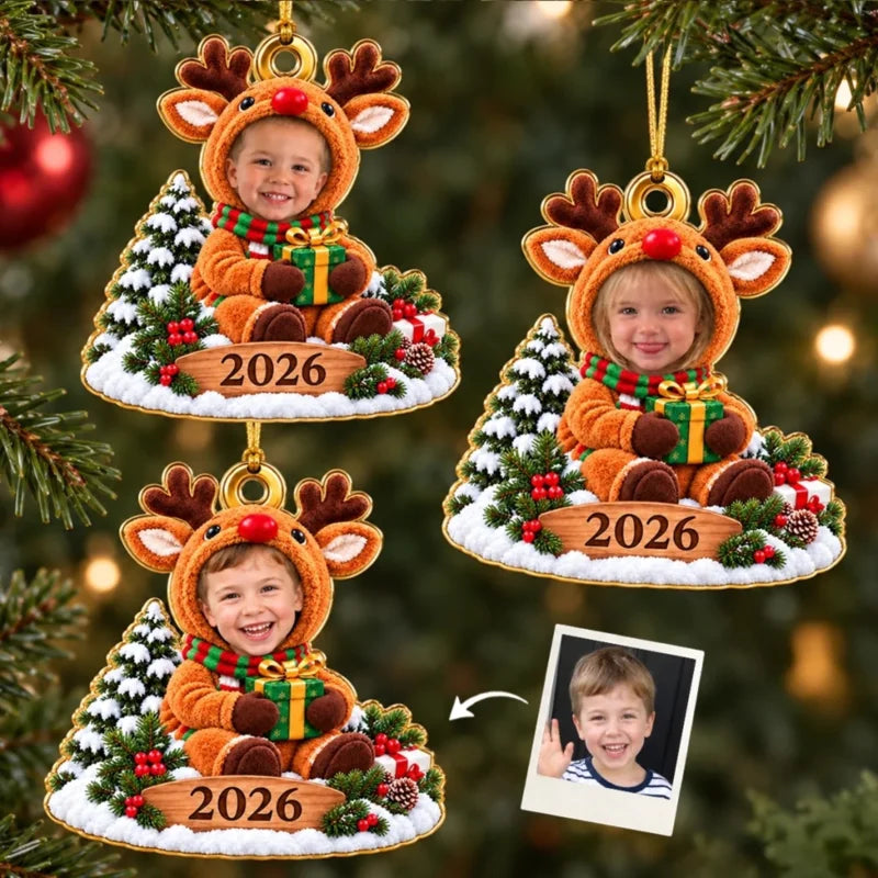 Personalized Reindeer Baby Christmas Ornament