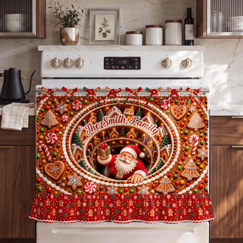Personalized Family Santa Claus Oven Skirt Curtain