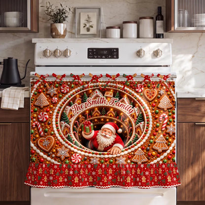 Personalized Family Santa Claus Oven Skirt Curtain