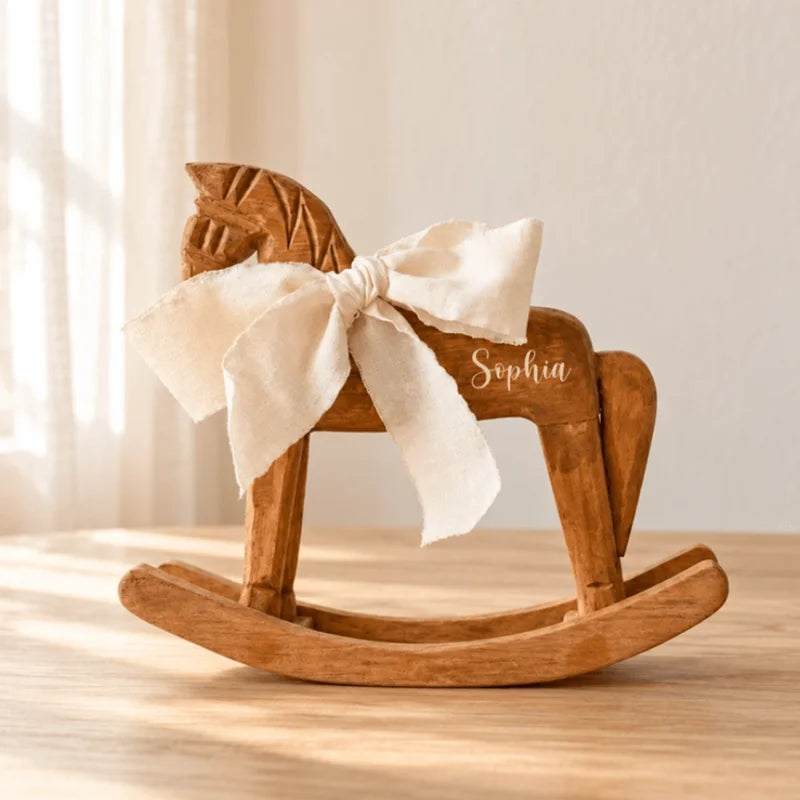 Personalized Wooden Rocking Horse Nursery Decor