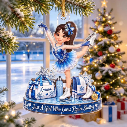 Personalized Girl Who Loves Figure Skating Ornament