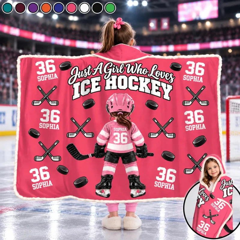 Personalized Just A Girl Who Loves Ice Hockey Blanket