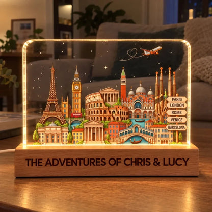 Personalized Travel Landmarks LED Acrylic Block Night Light