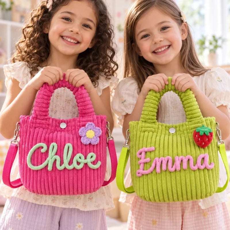 Personalized Cute Charm Kids Corduroy Crossbody Bag