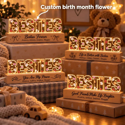 Personalized Besties Birth Flower LED Night Light