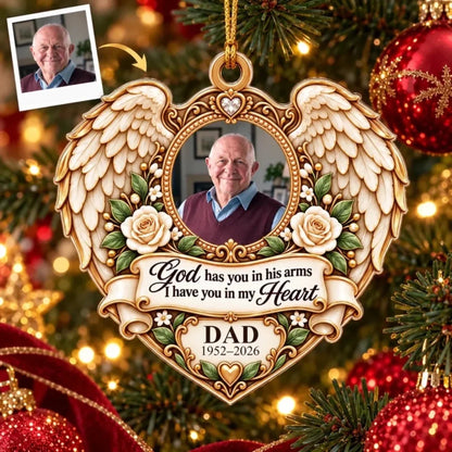 Personalized Memorial Heart Wings Christmas Ornament