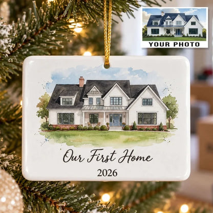 Personalized New Home Watercolor House Ceramic Ornament