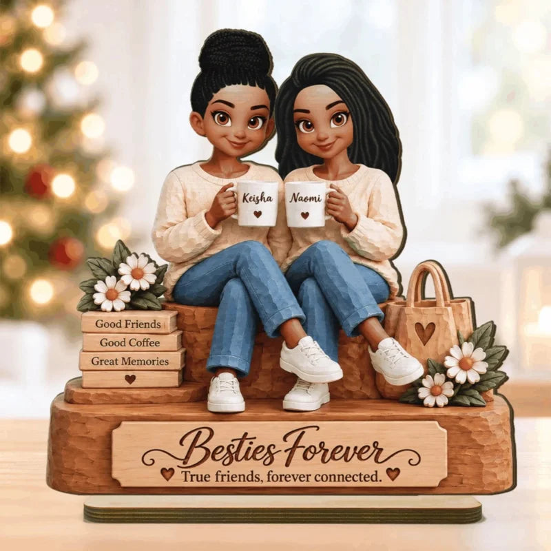 Personalized Besties Forever Together Wood Plaque