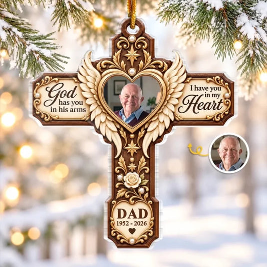 Personalized Memorial Cross Photo Christmas Ornament