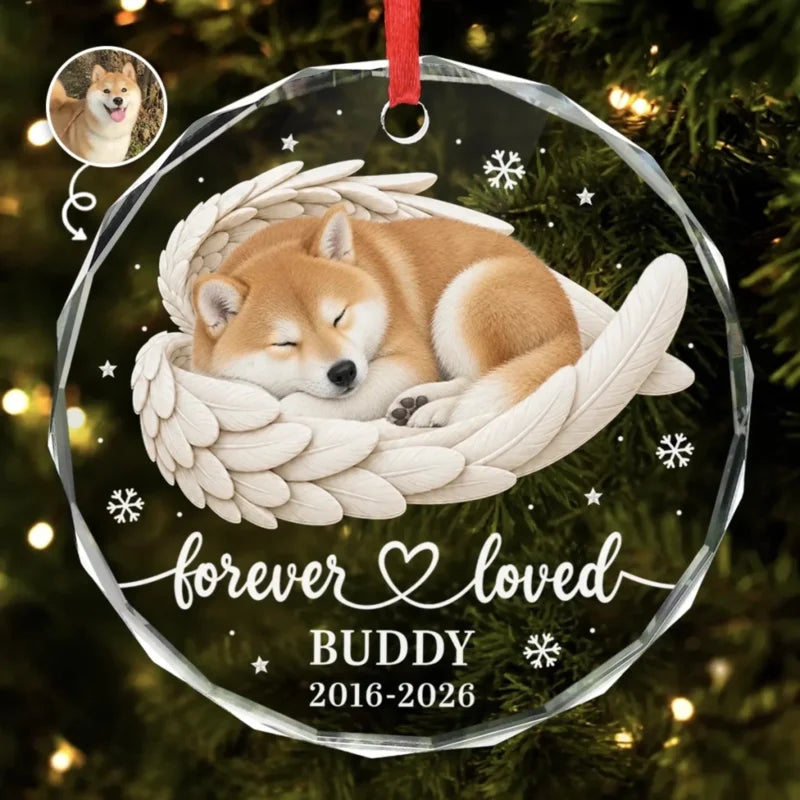 Personalized Pet Photo Angel Wings Memorial Ornament
