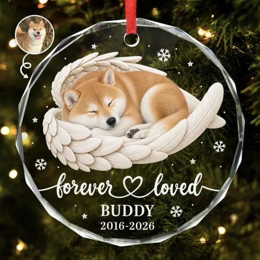 Personalized Pet Photo Angel Wings Memorial Ornament