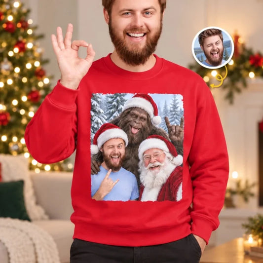 Personalized Funny Bigfoot Photo Crewneck Sweatshirt