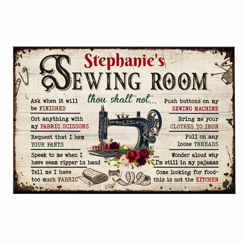 Personalized Sewing Room Rules Poster / Canvas - Custom Wall Art Decor