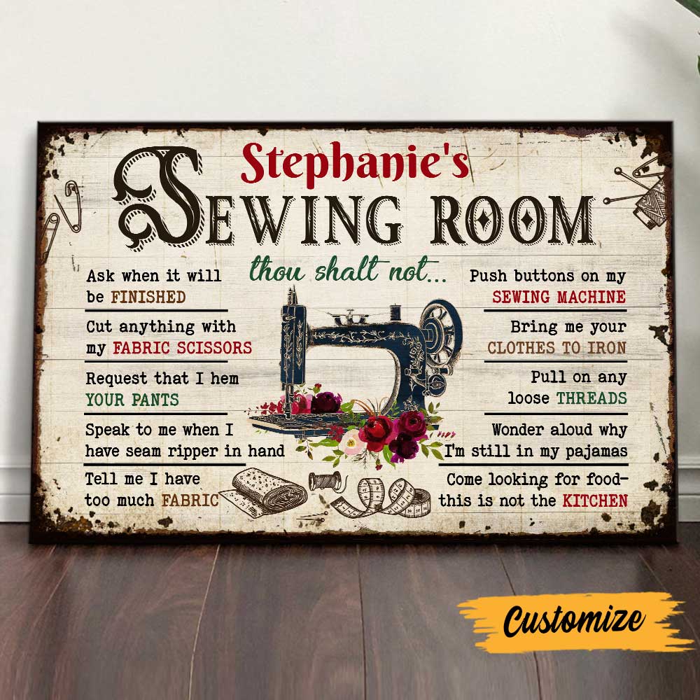 Personalized Sewing Room Rules Poster / Canvas - Custom Wall Art Decor