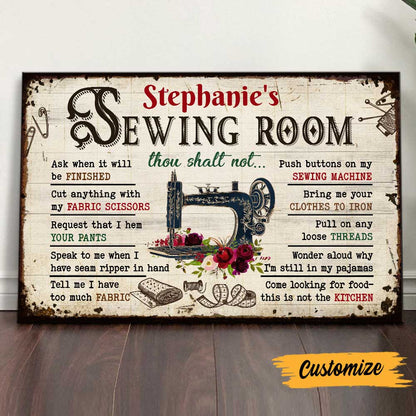 Personalized Sewing Room Rules Poster / Canvas - Custom Wall Art Decor